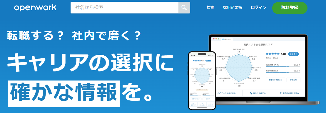 Openwork App OpenWorkの使い方|口コミを見る方法・会員登録・転職前の確認ポイント
