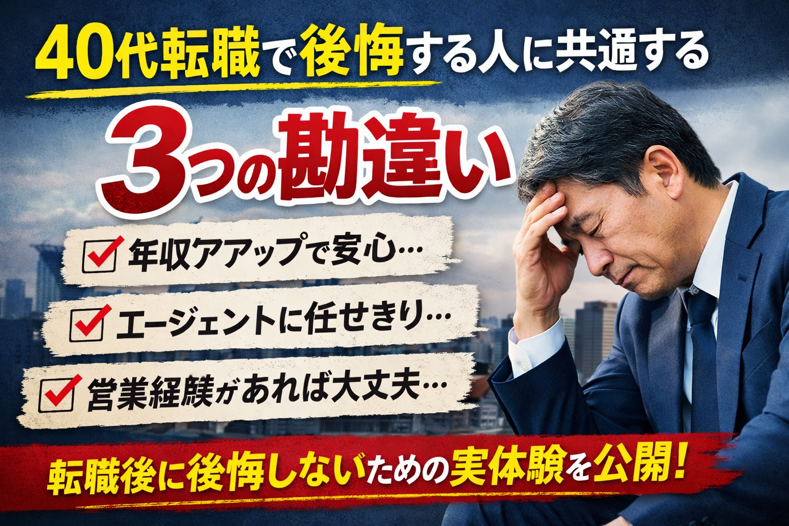 40代転職で後悔する人に共通する3つの勘違い｜営業職のリアルな実体験